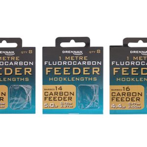 Drennan 1 Metre Flurocarbon Feeder Hook lengths Barbed